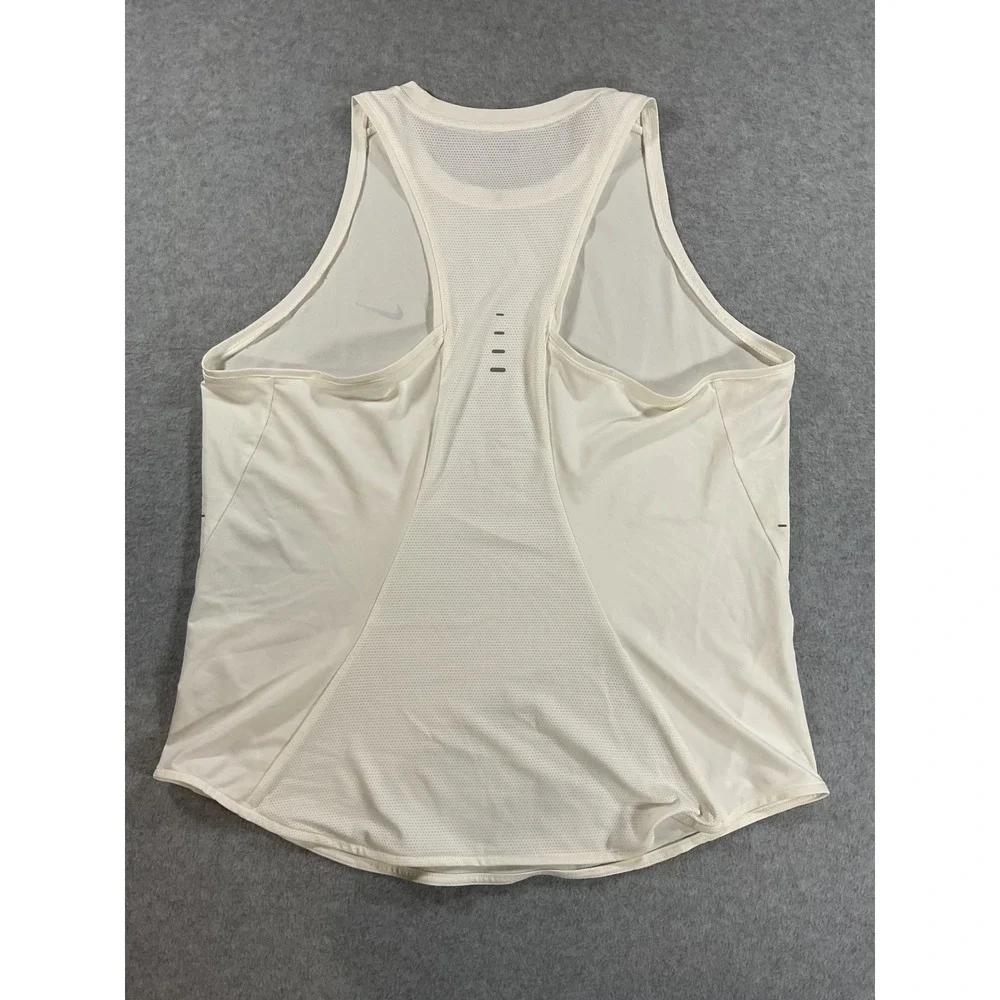 Nike Women Dri-FIT Running Tank Top White Mesh Racerback Reflective Small 2415